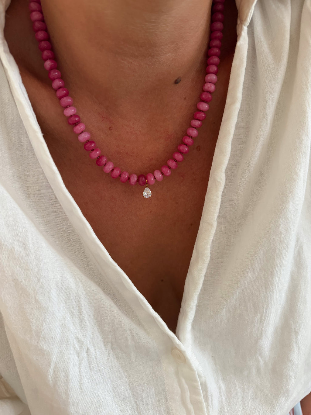 Collier Diane - Jade framboise