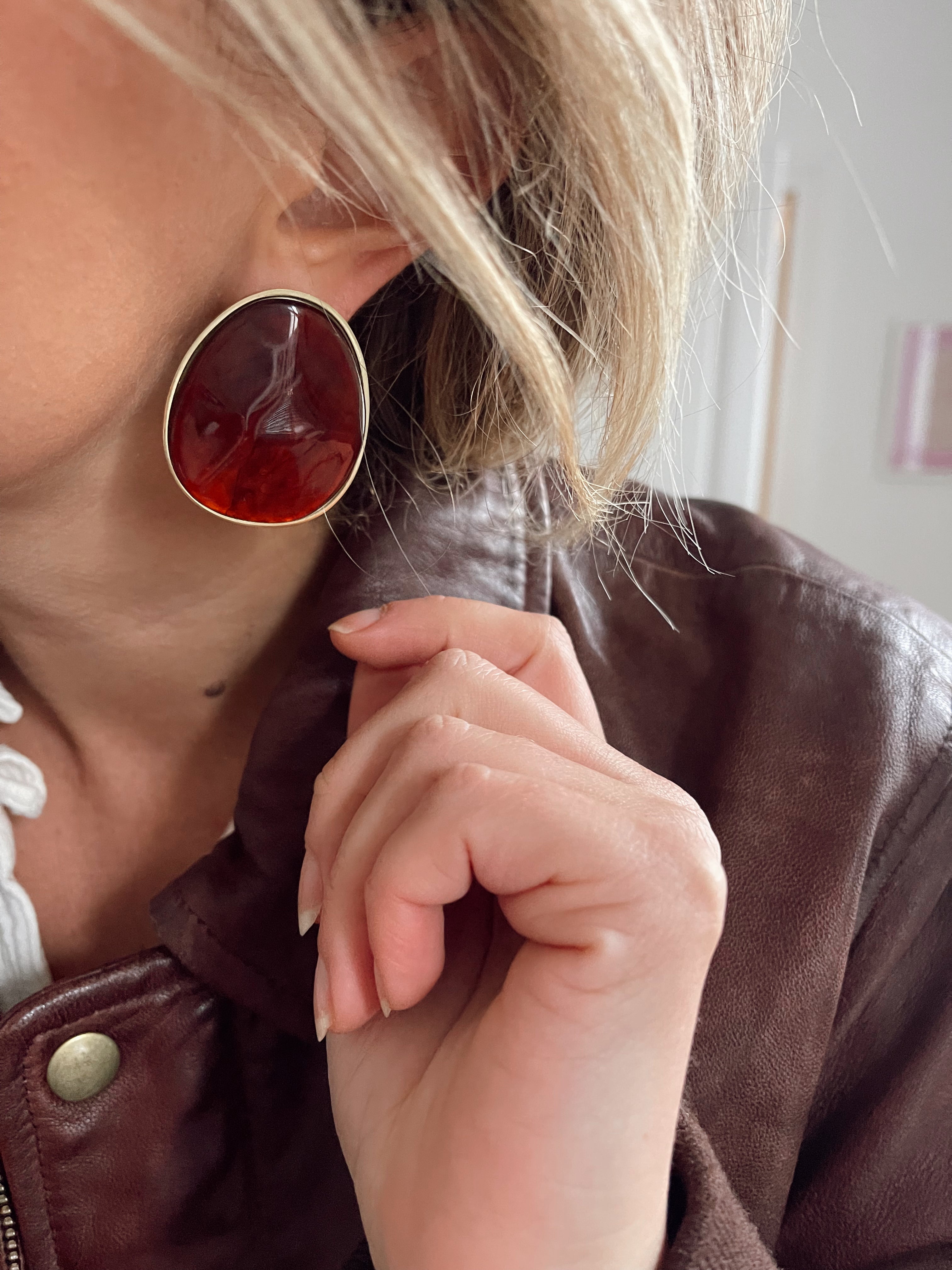 Boucles d'oreille Roxane - ambre