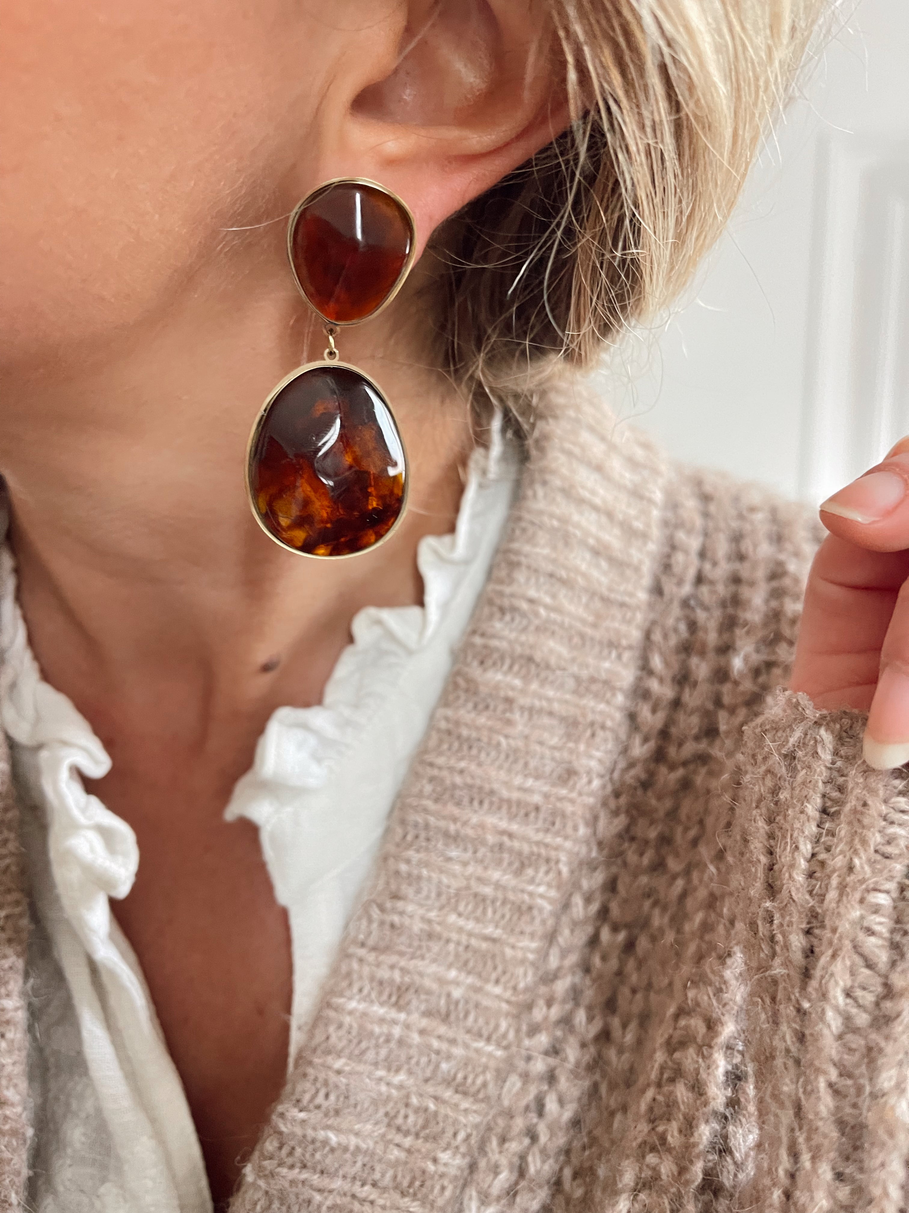 Boucles d'oreille Candice - ambre