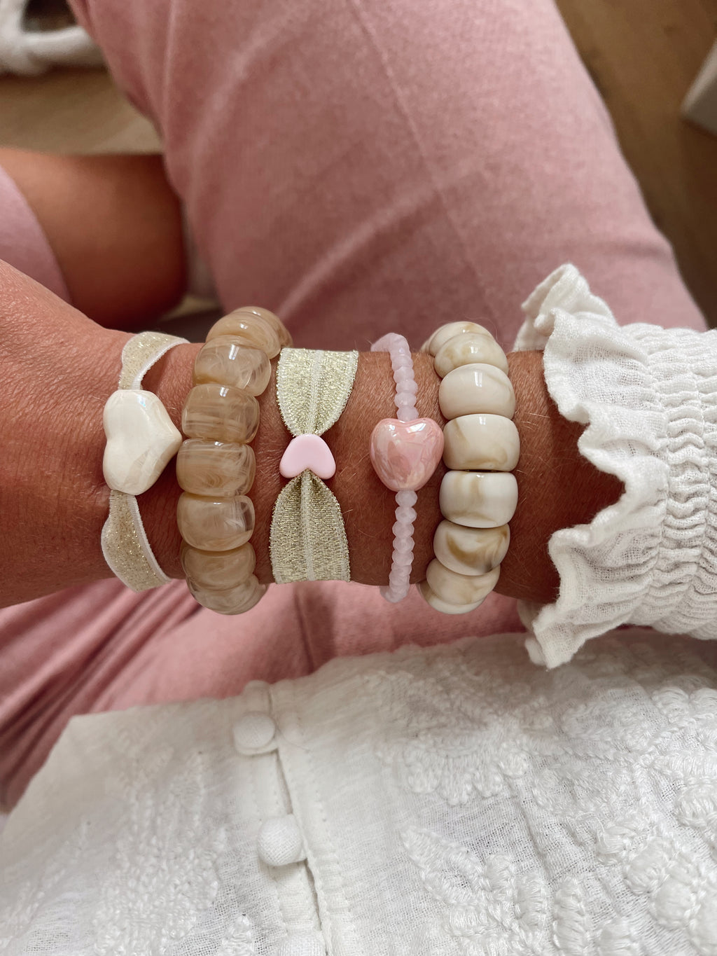 Bracelet ruban elastique coeur