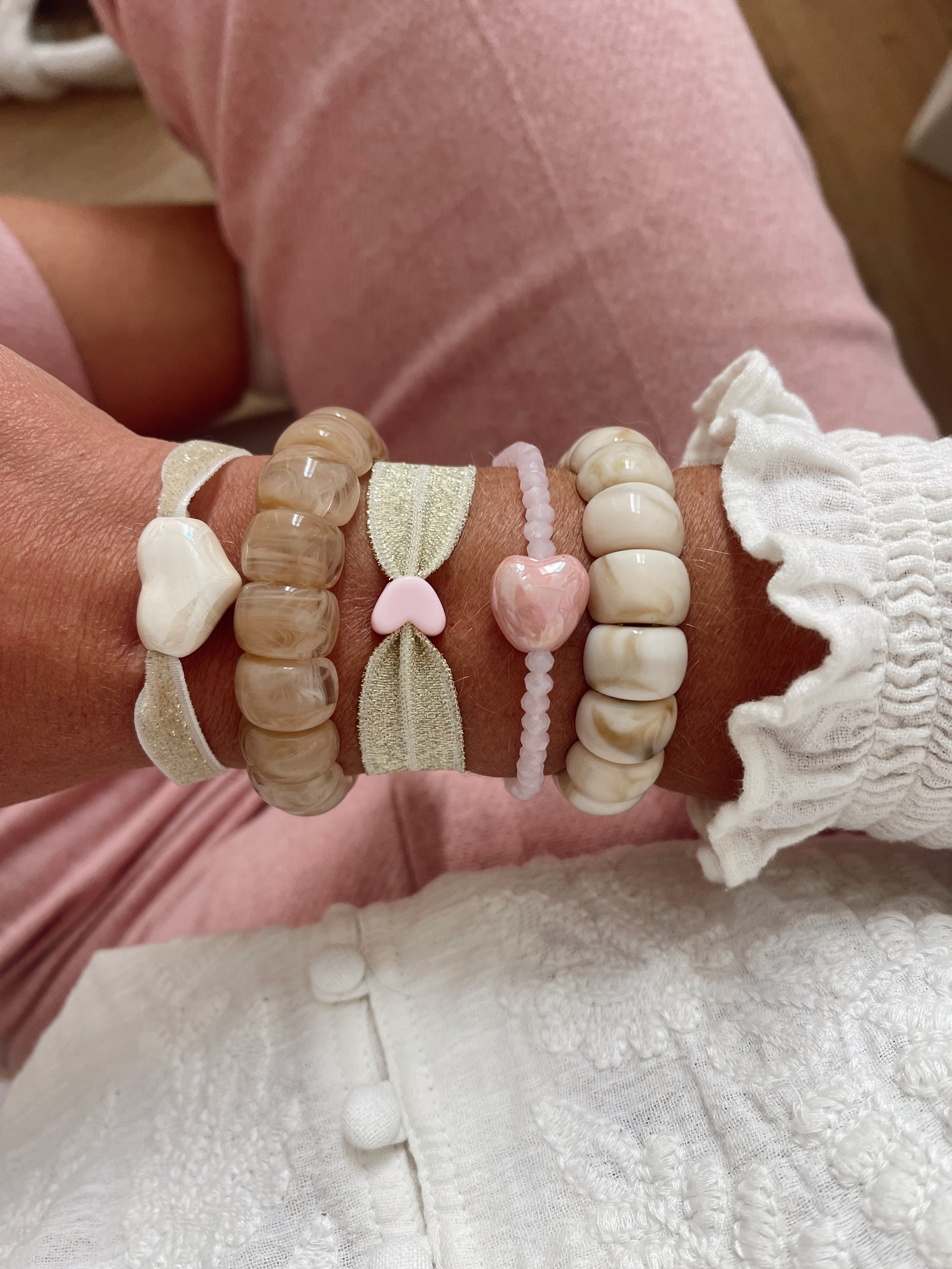 Bracelet ruban elastique coeur