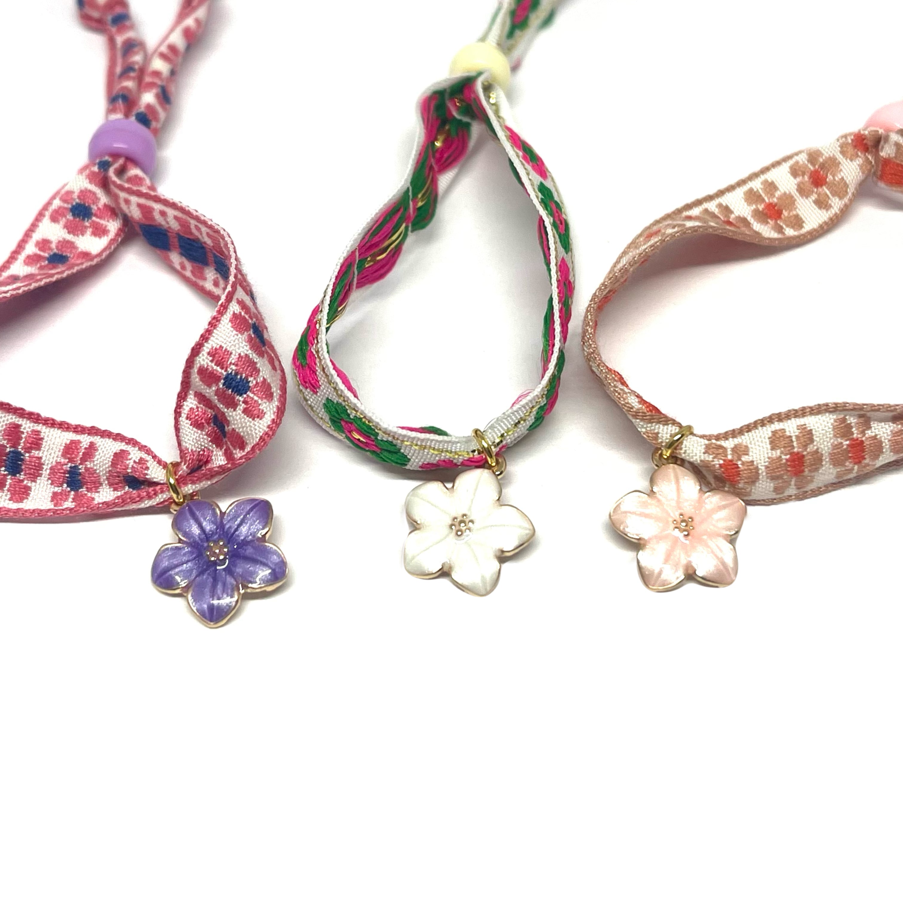 Bracelet ruban fleur