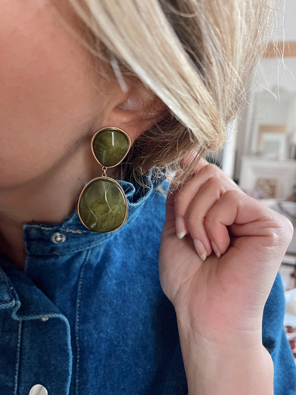 Boucles d'oreille Candice - kaki