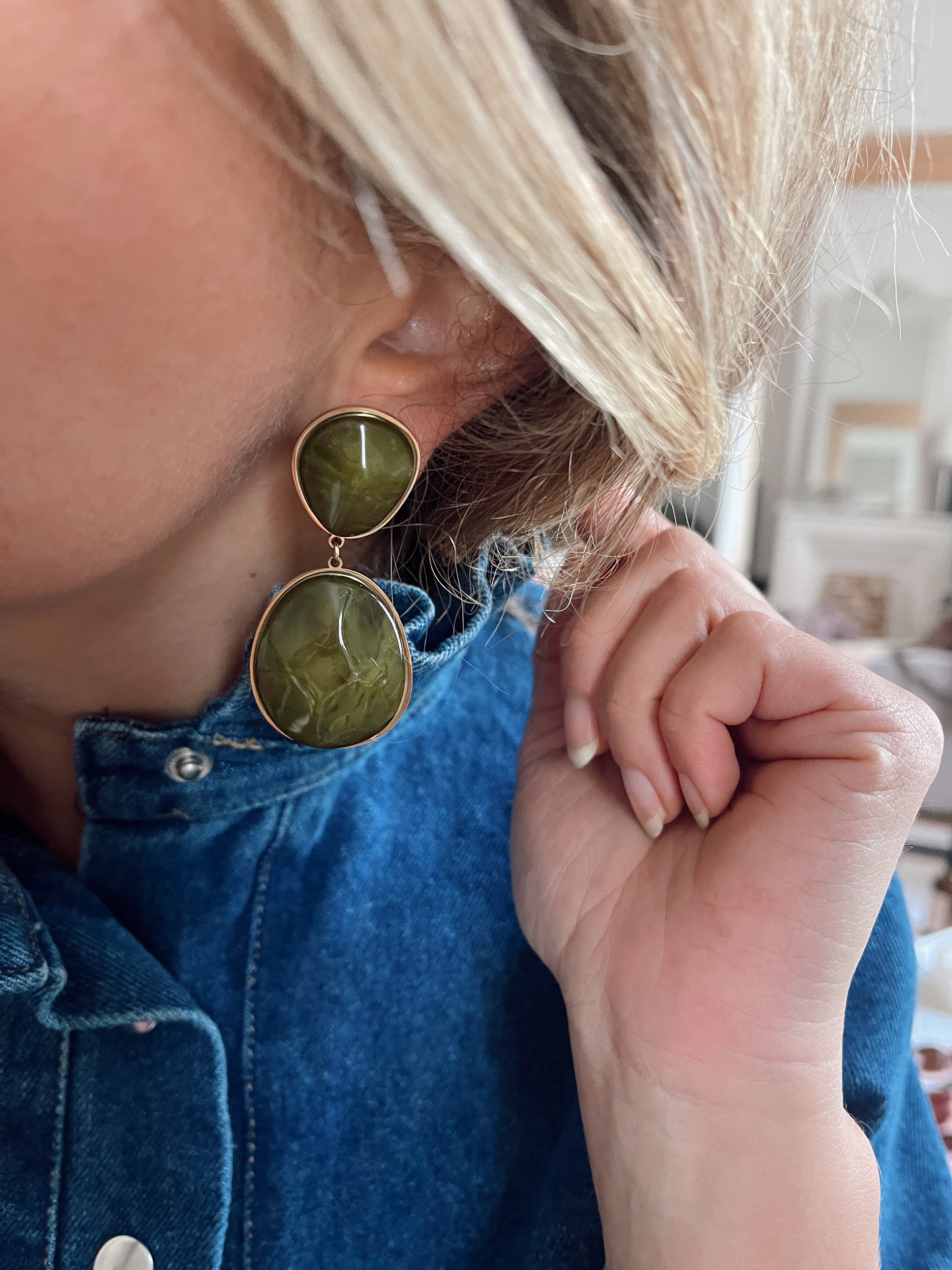 Boucles d'oreille Candice - kaki