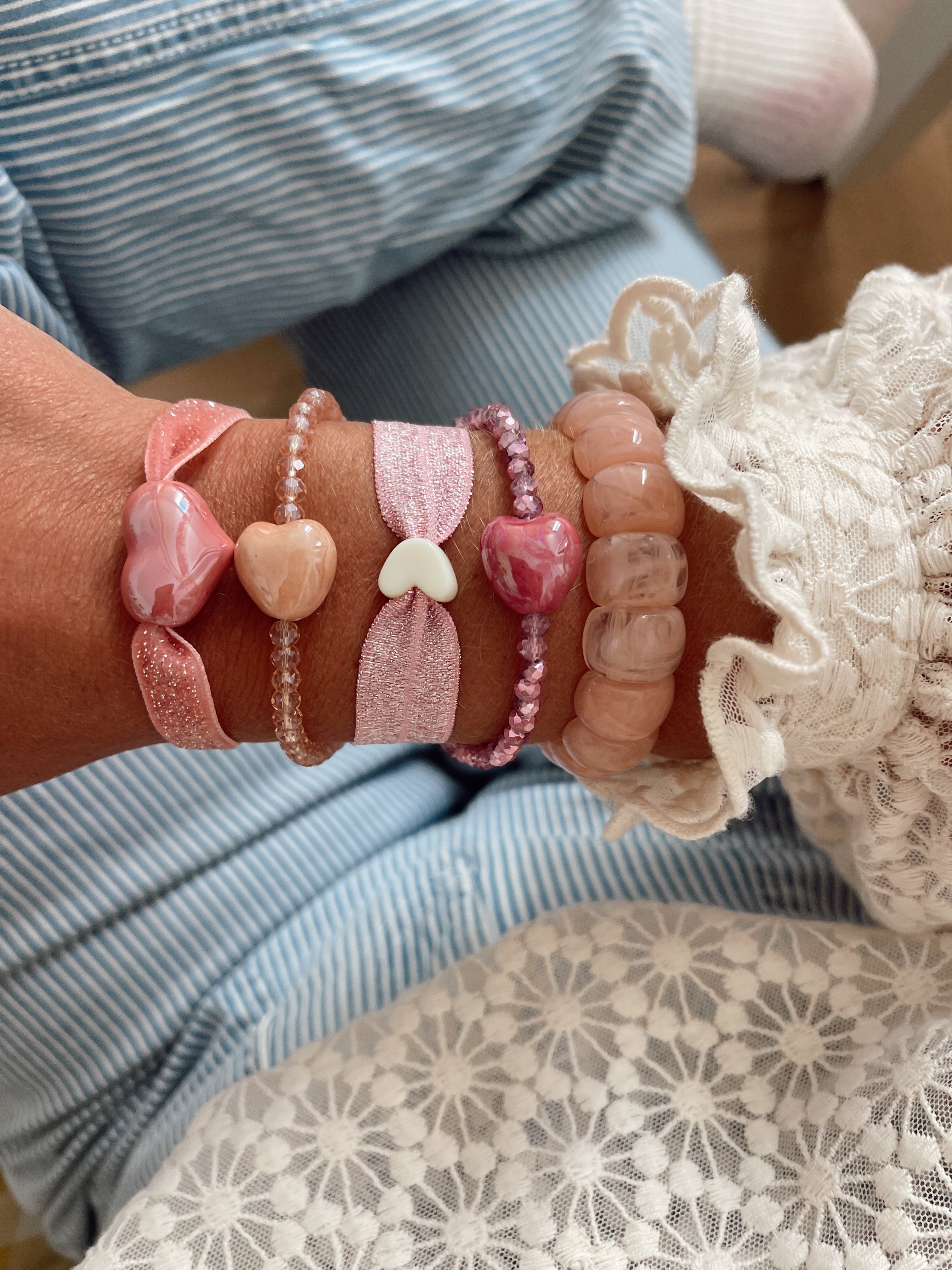 Bracelet ruban elastique coeur