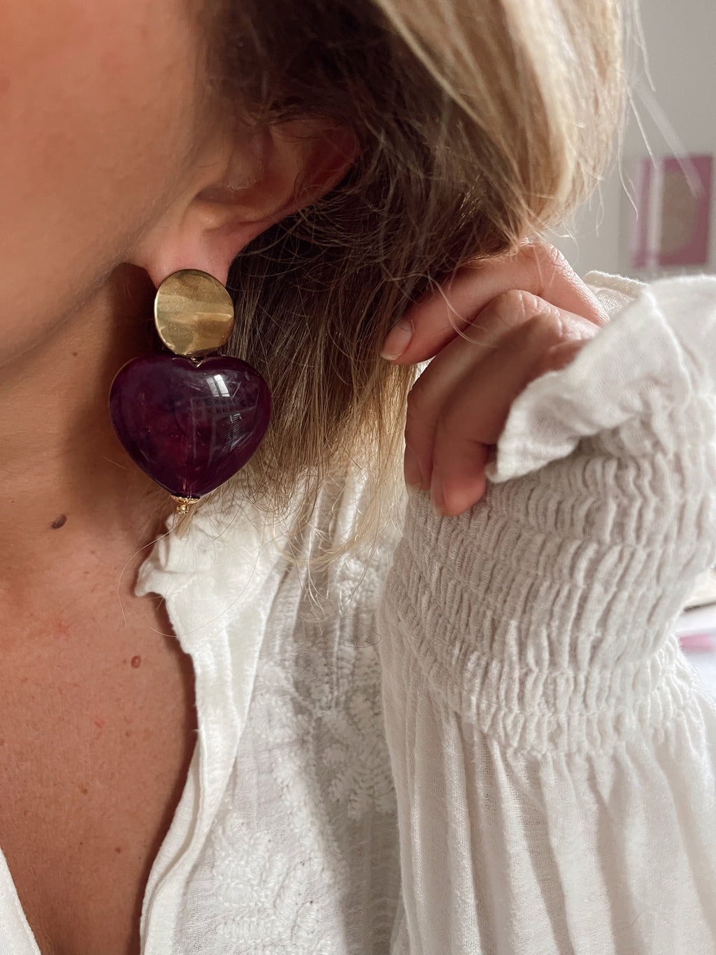 Boucles d'oreille Gabriel - aubergine