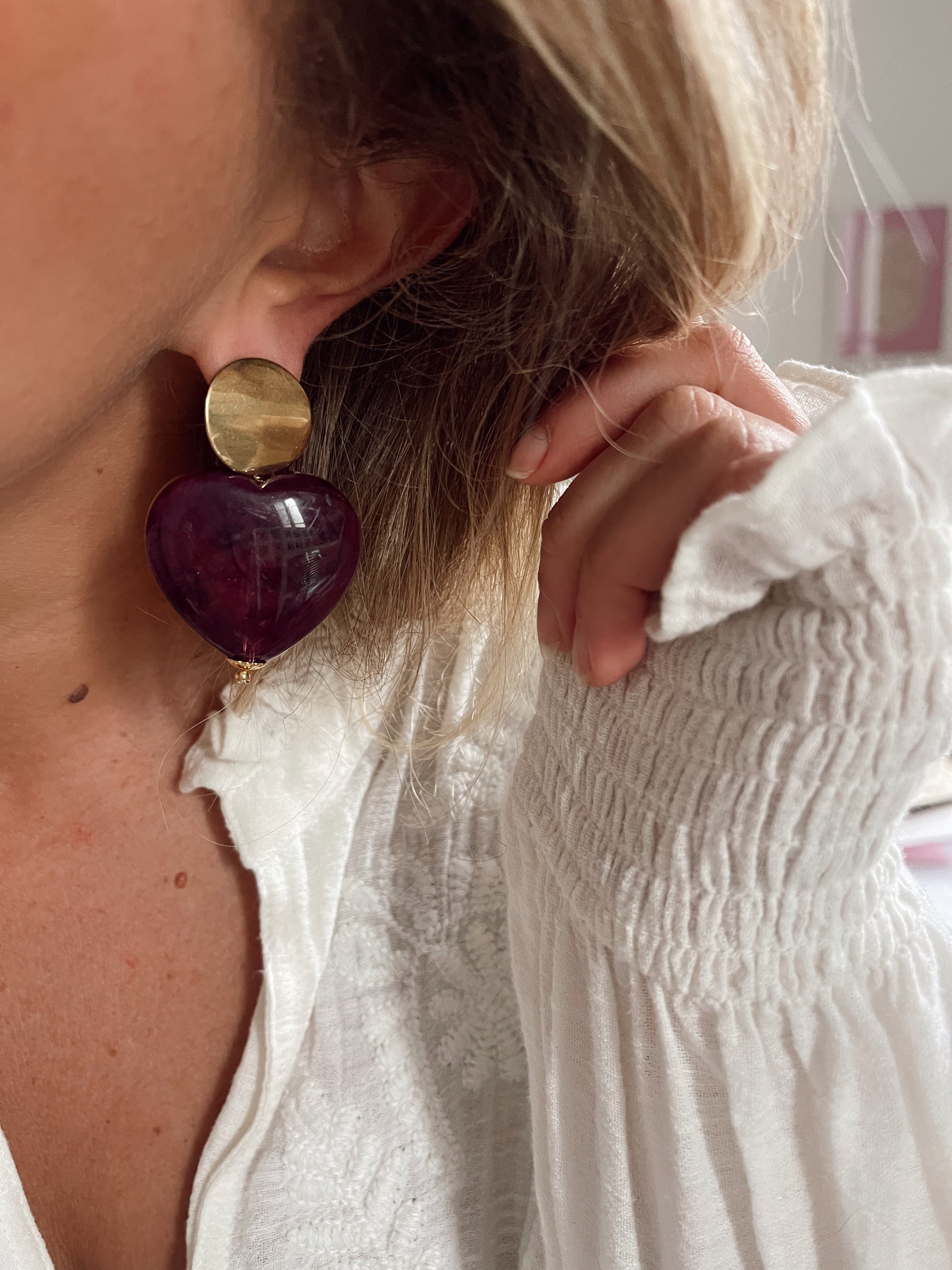 Boucles d'oreille Gabriel - aubergine