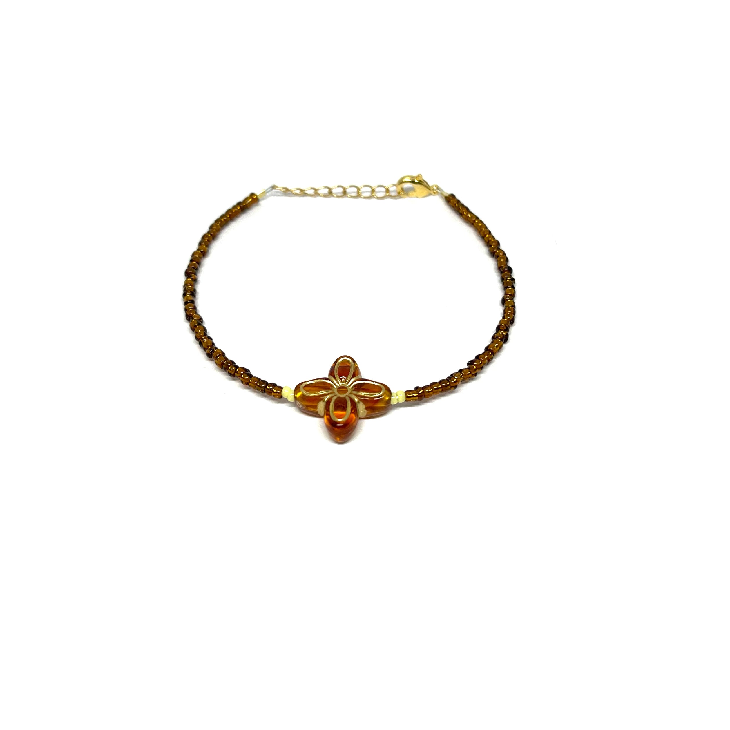 Bracelet trèfle marron