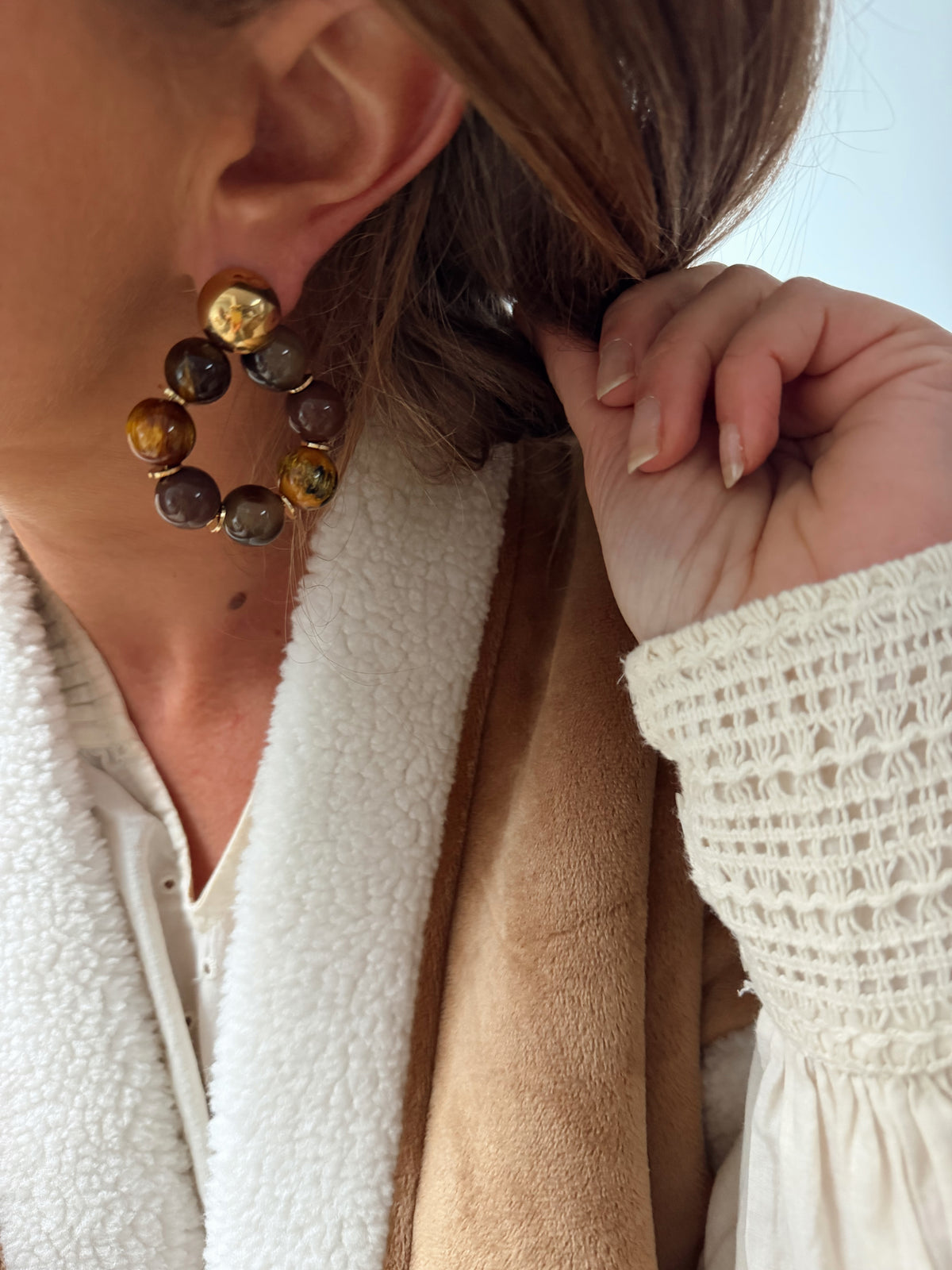 Boucles d'oreilles Ava - Brun