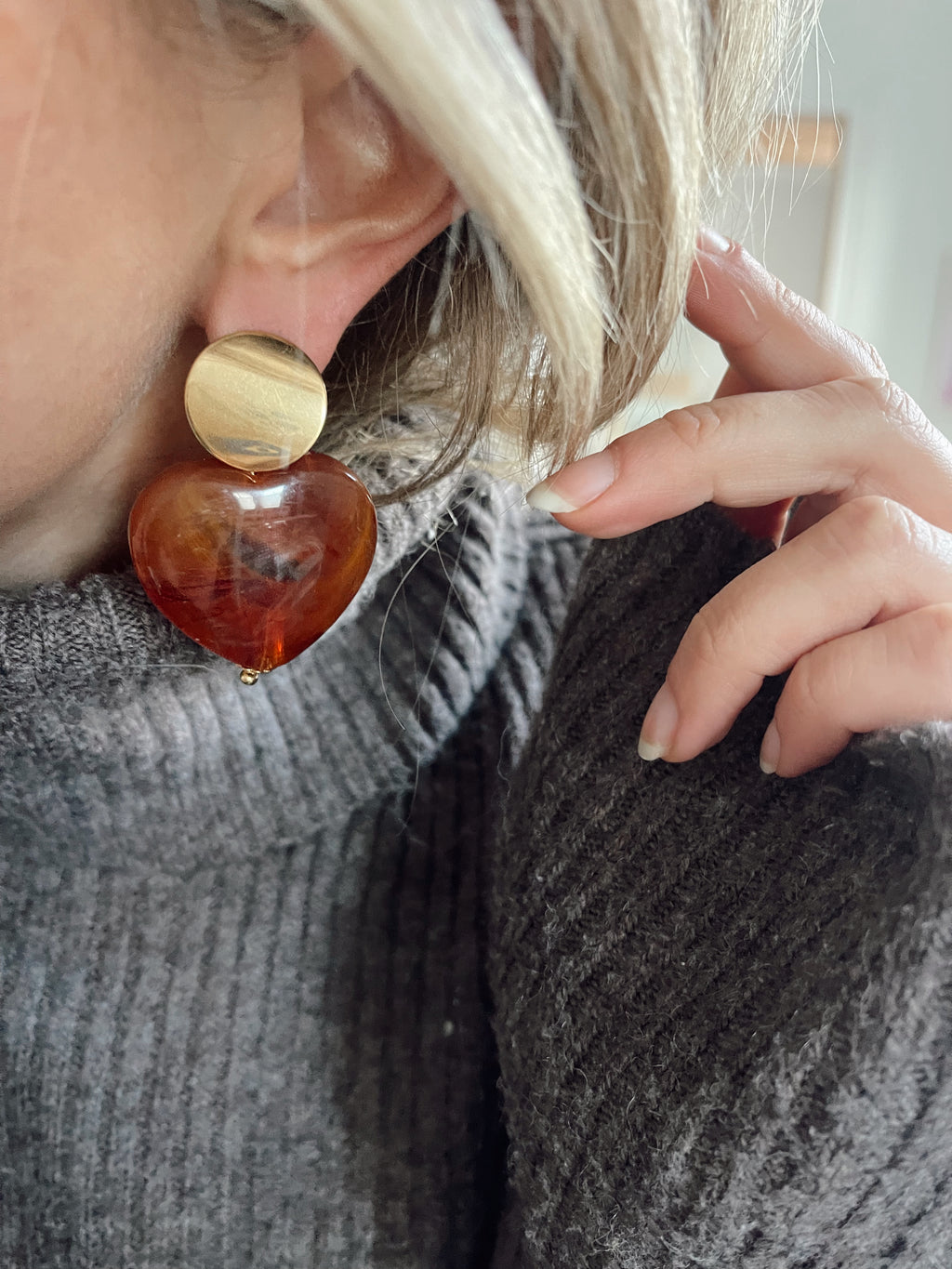 Boucles d'oreille Gabriel - marron orange