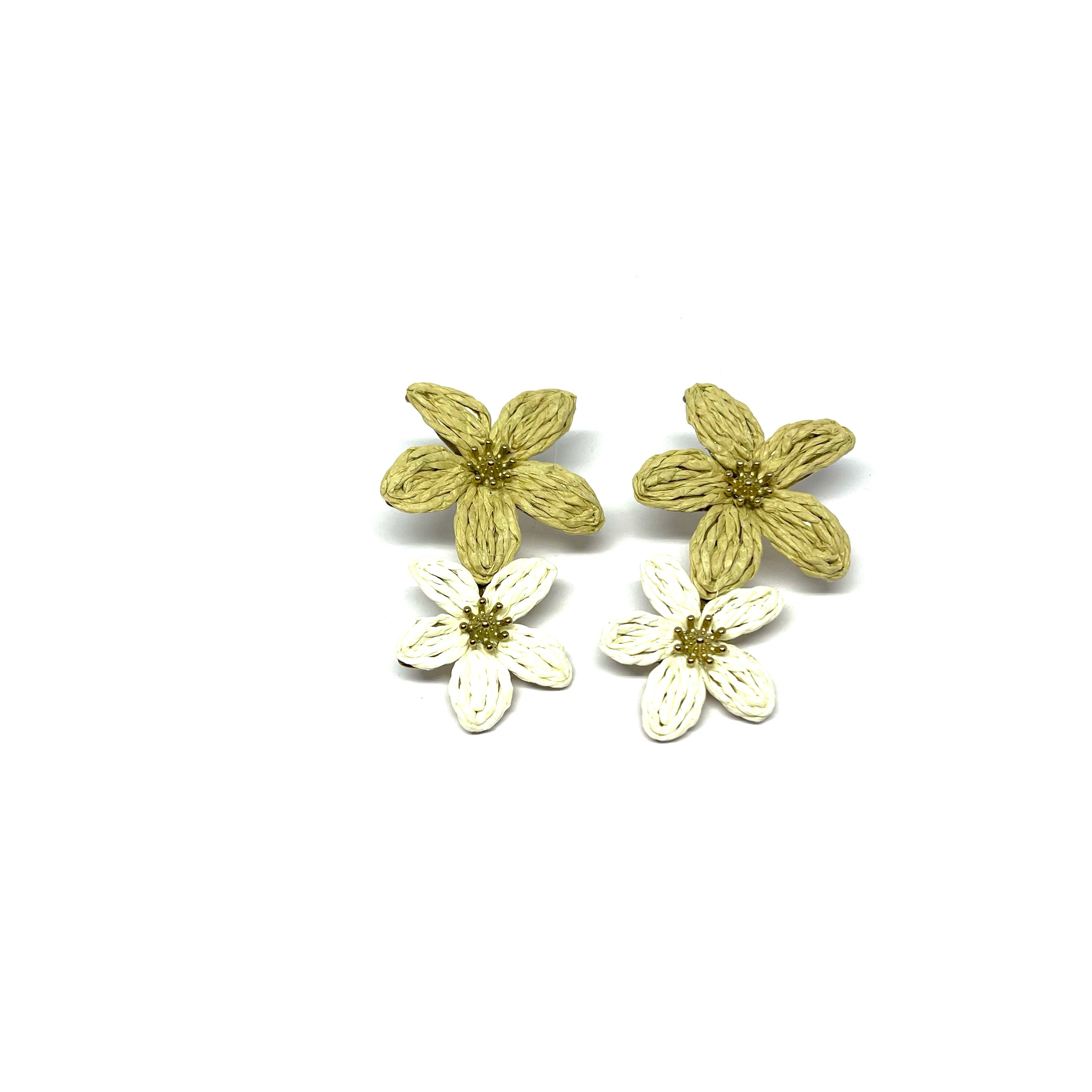 Boucles d’oreilles Janis - beige blanc