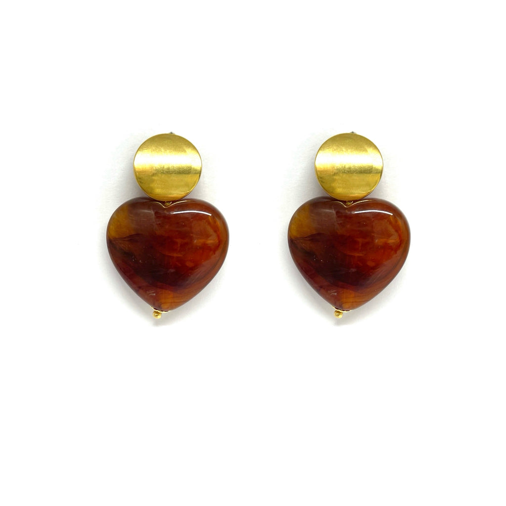 Boucles d'oreille Gabriel - marron orange