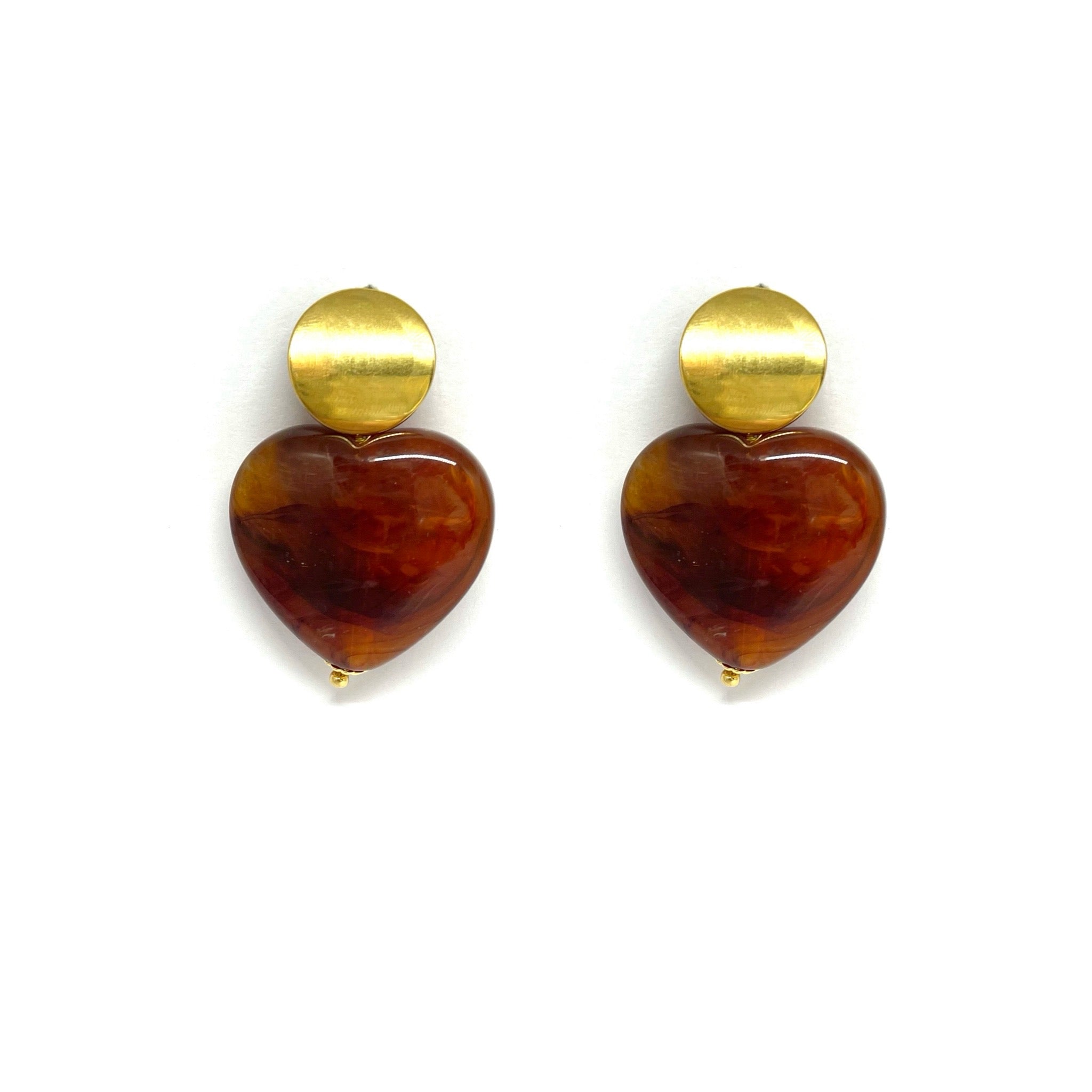 Boucles d'oreille Gabriel - marron orange