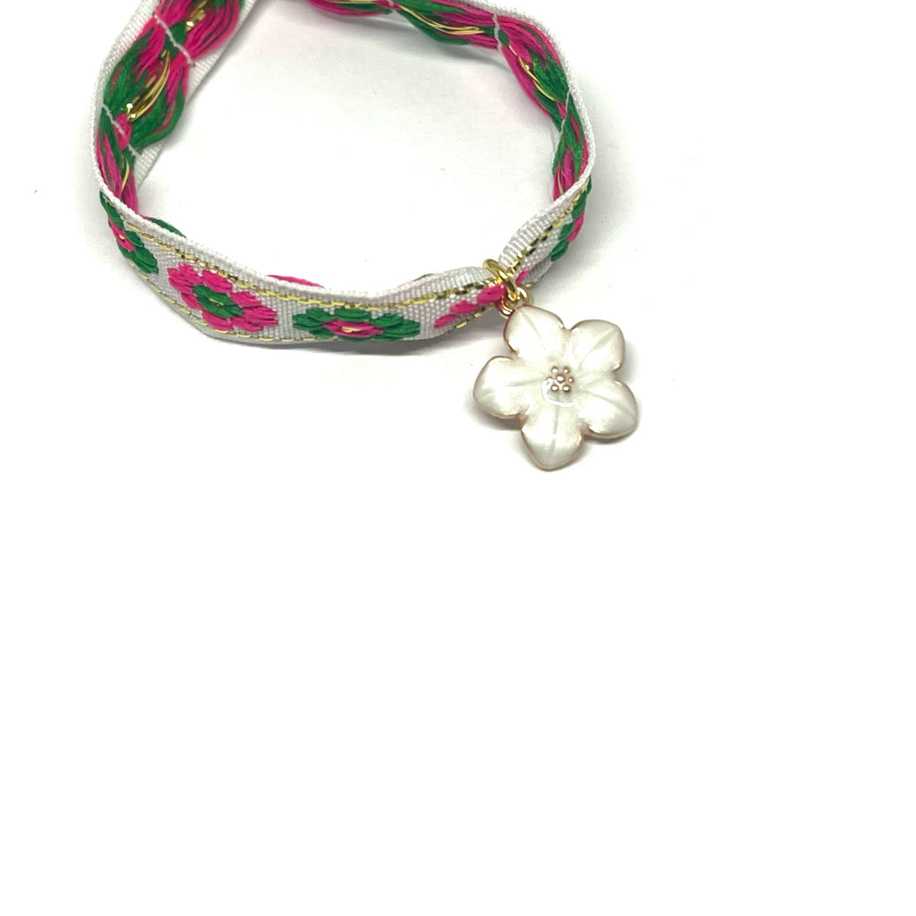 Bracelet ruban fleur