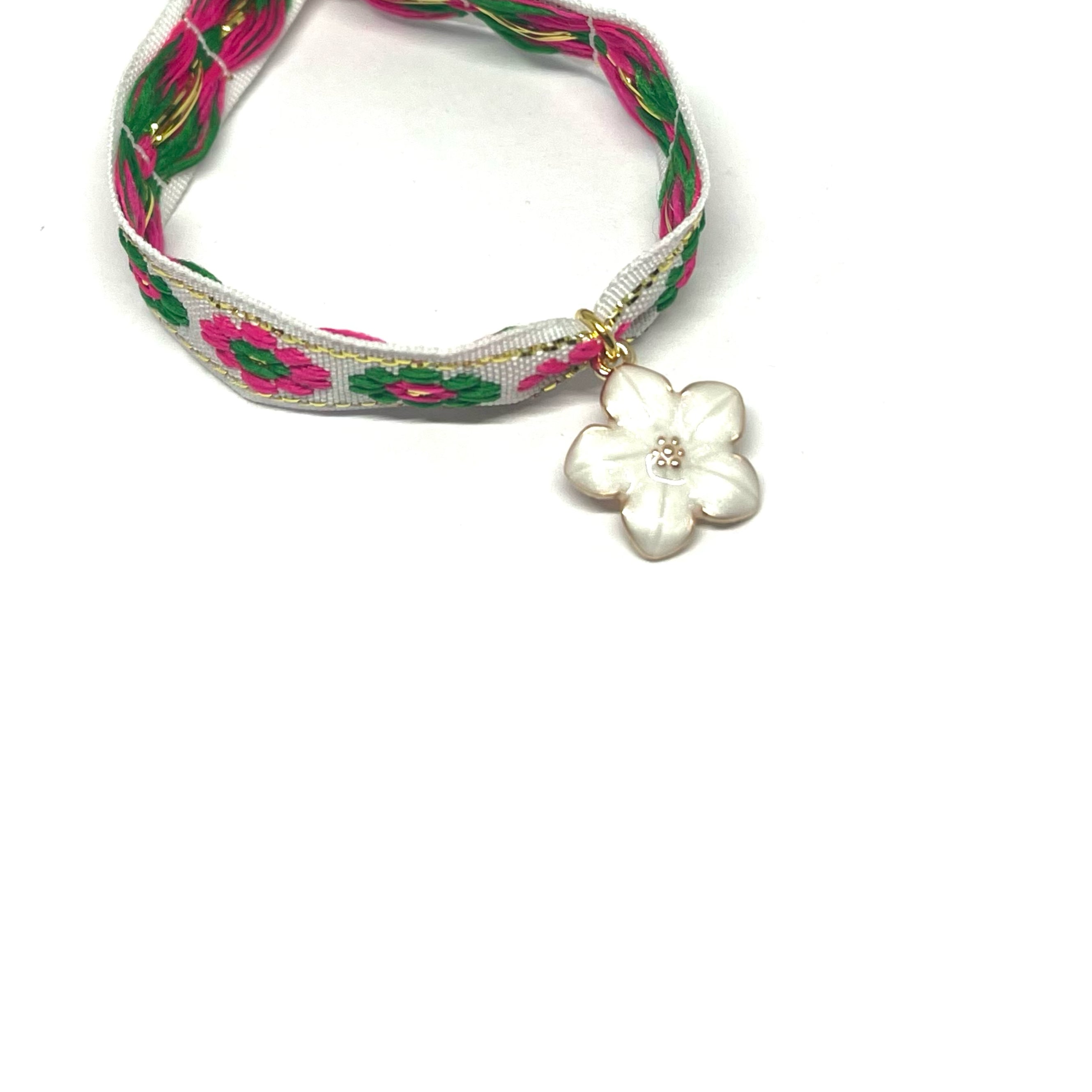 Bracelet ruban fleur