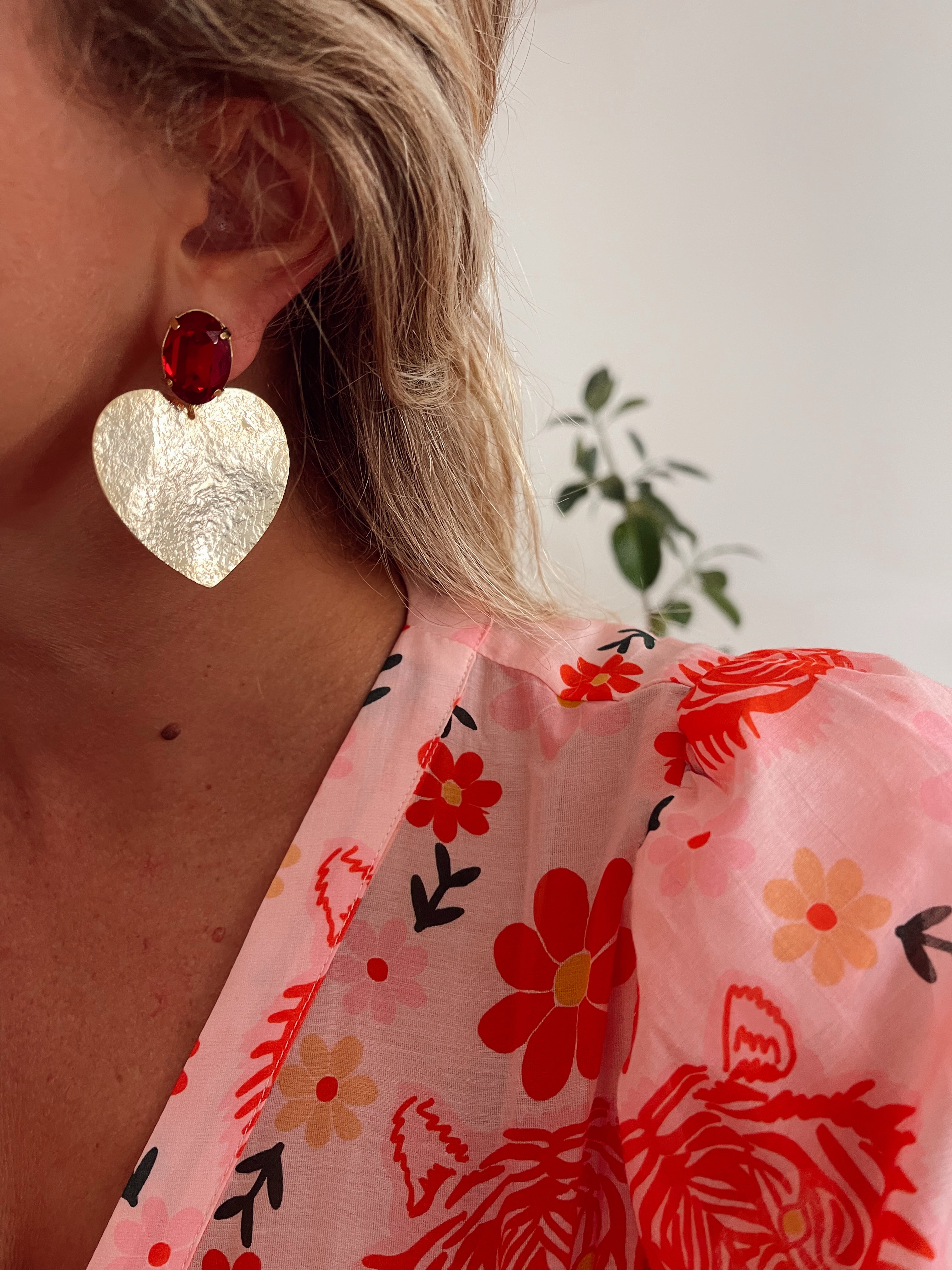 Boucles d'oreilles Daphné - rouge