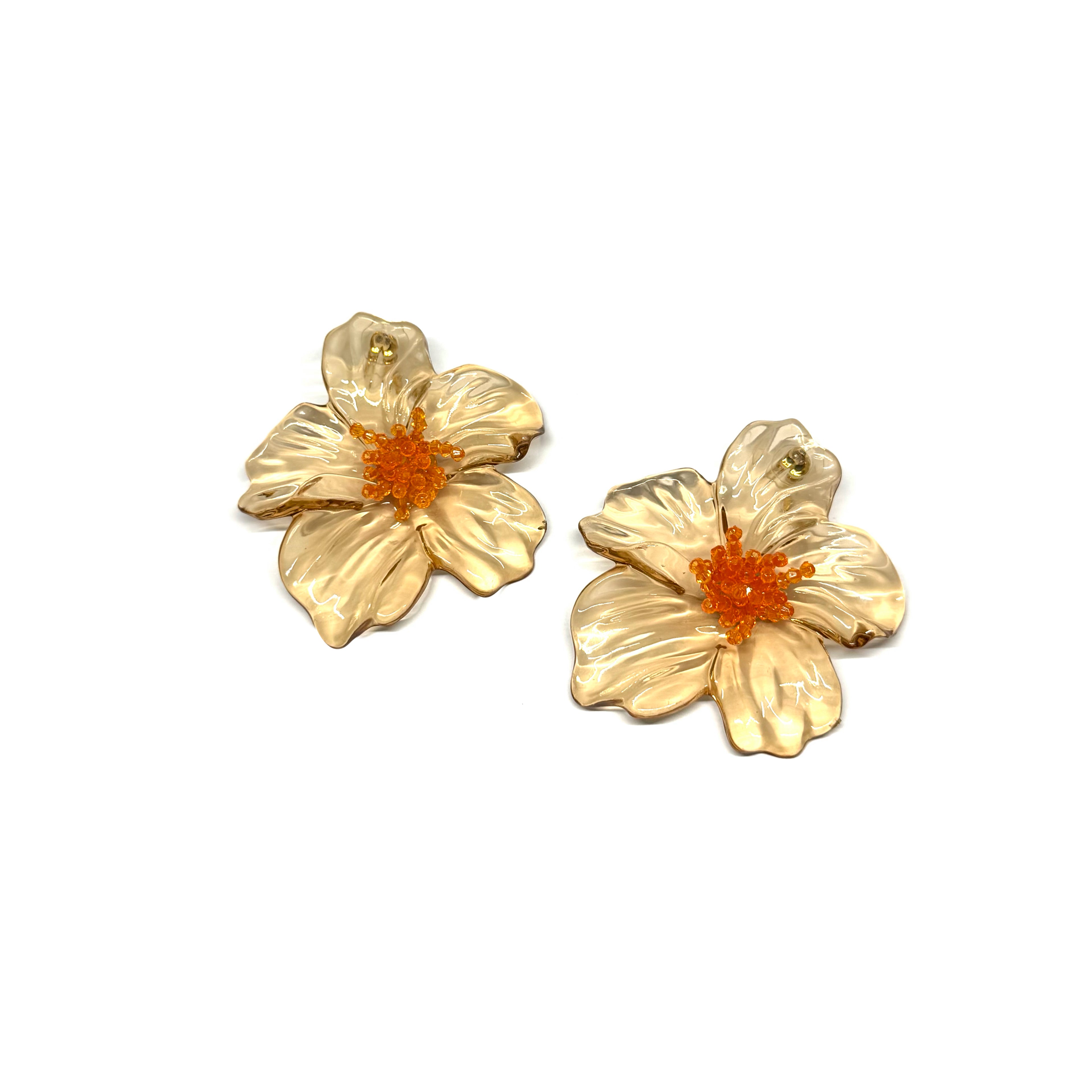 Boucles d’oreilles Hibiscus ambre