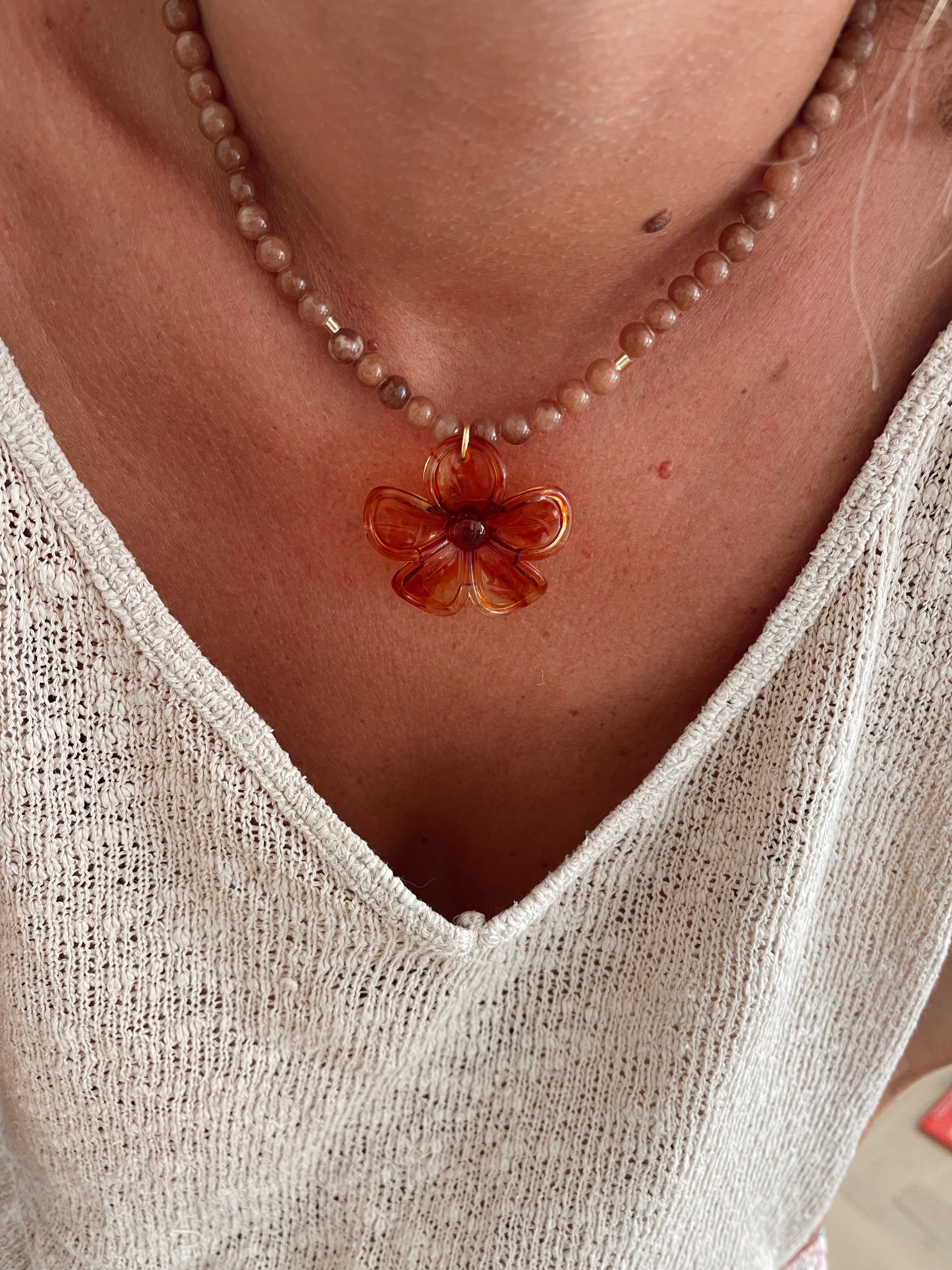 Collier Flor - marron