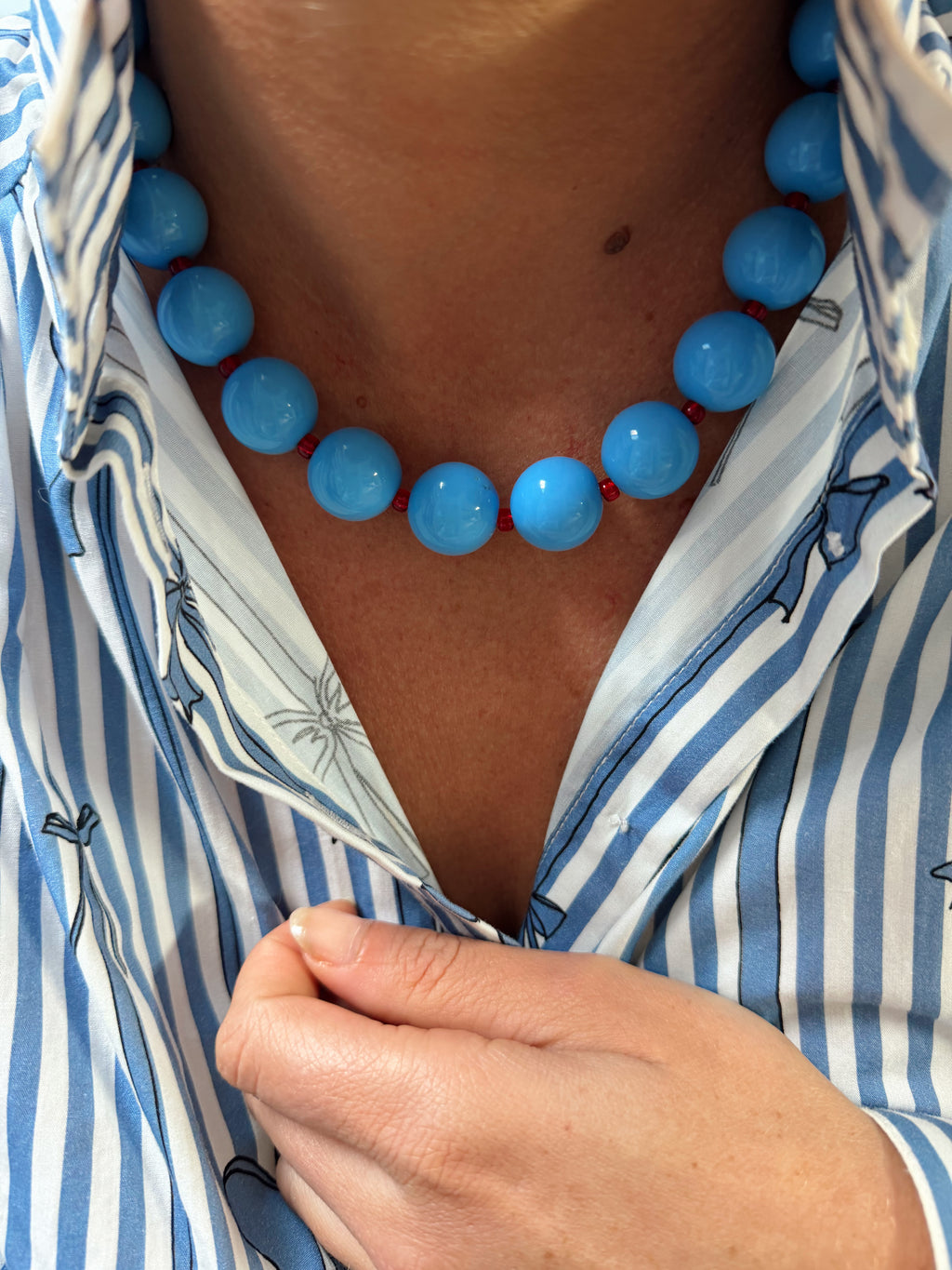 Collier André - bleu rouge