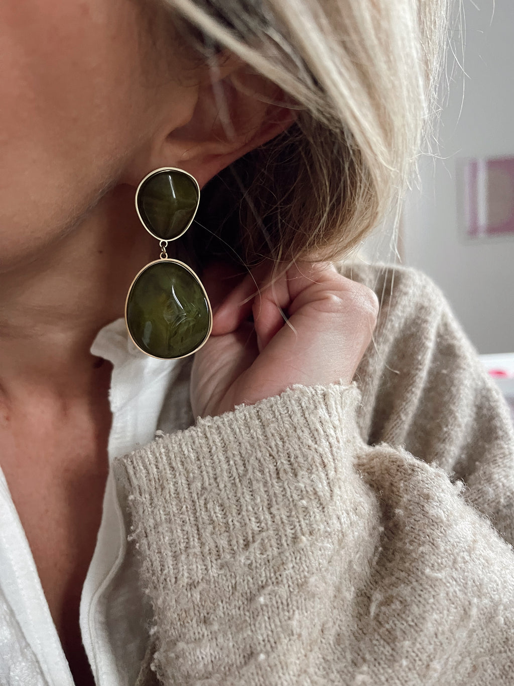 Boucles d'oreille Candice - kaki