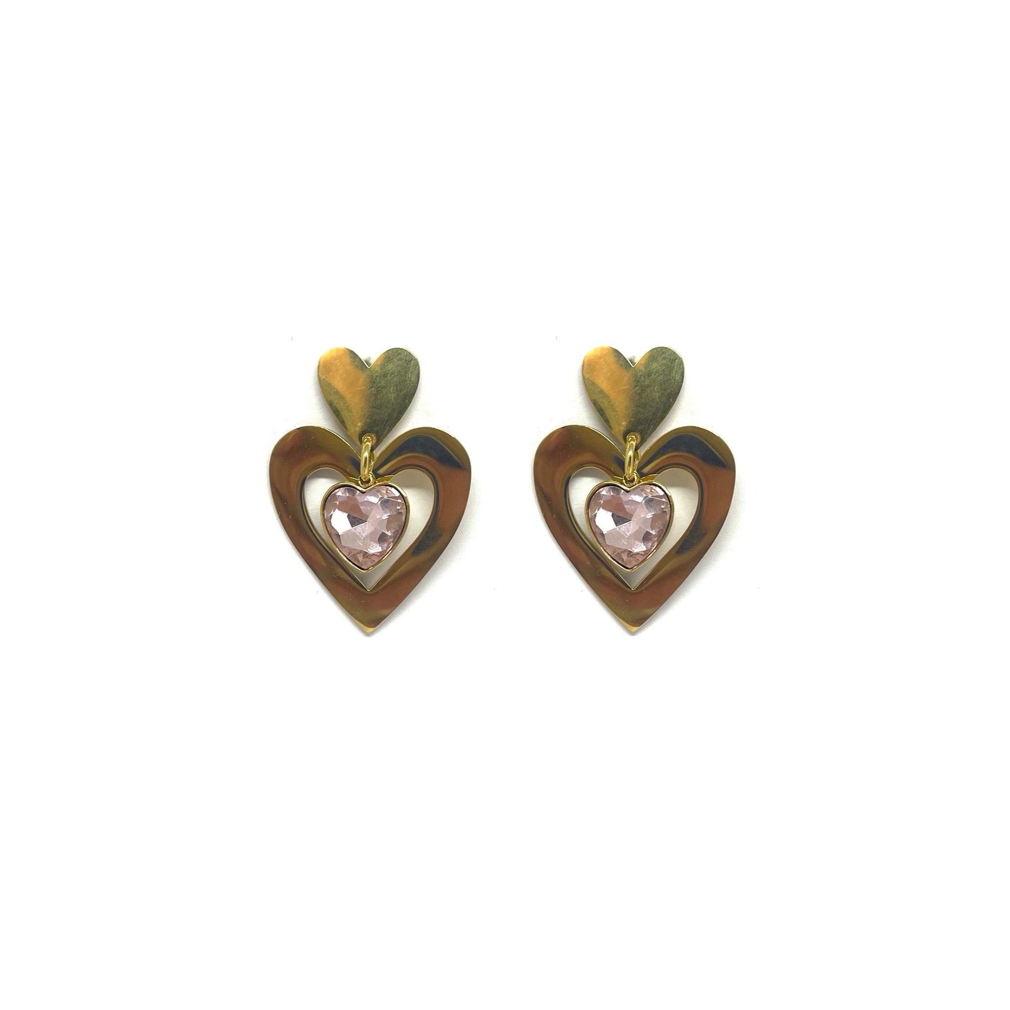 Boucles d'oreilles Lova - coeur rose
