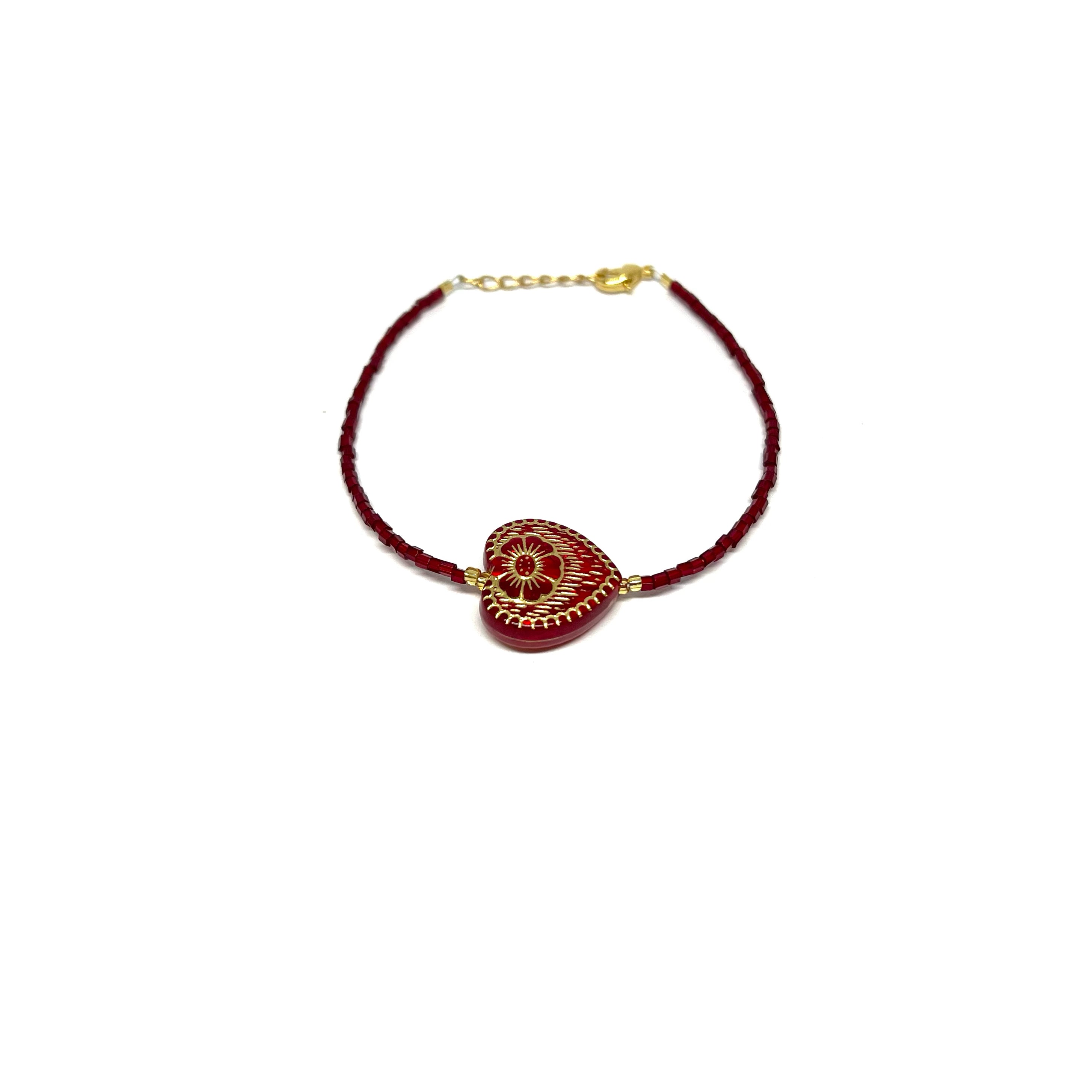Bracelet coeur rouge