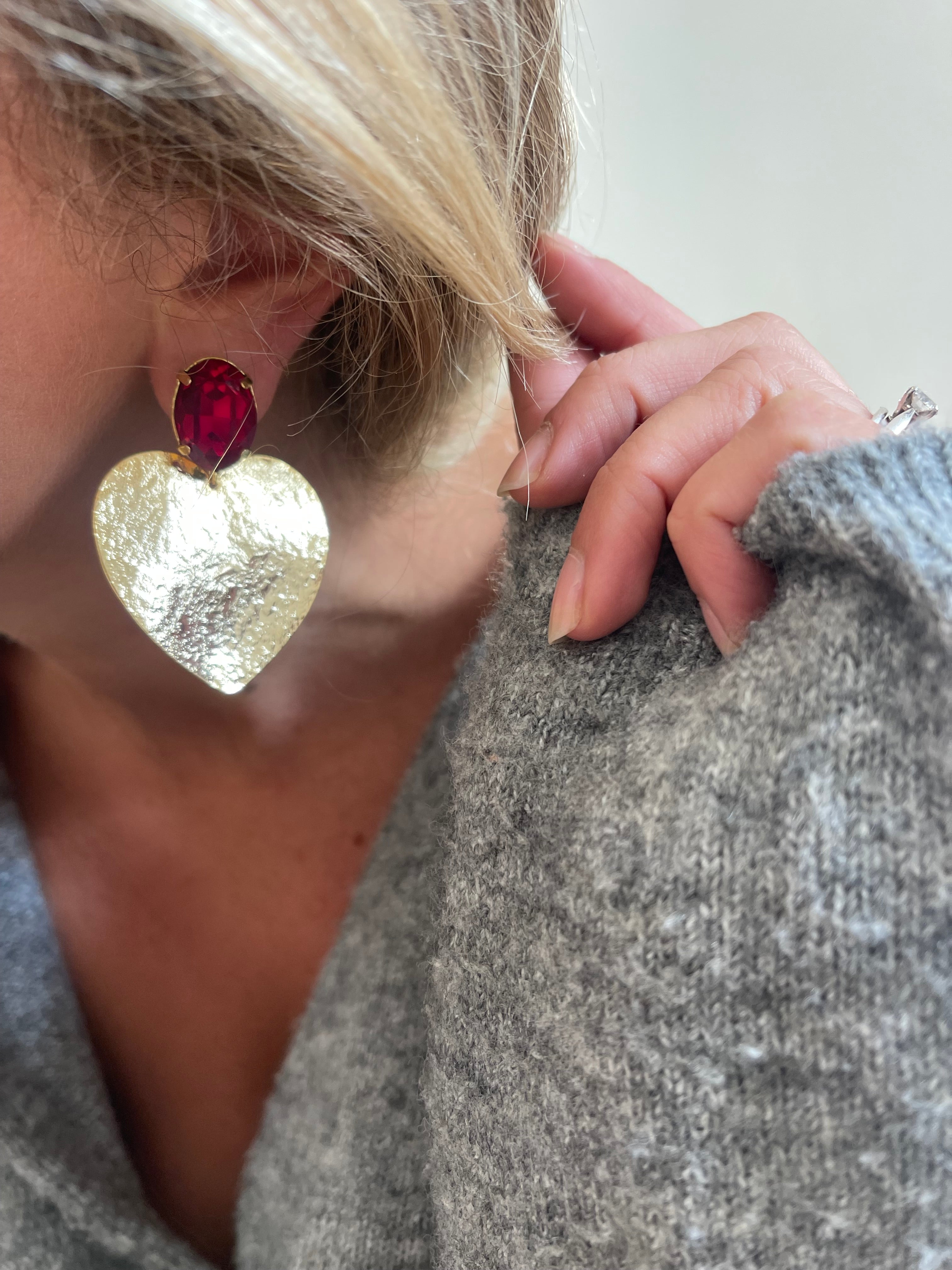 Boucles d'oreilles Daphné - rouge