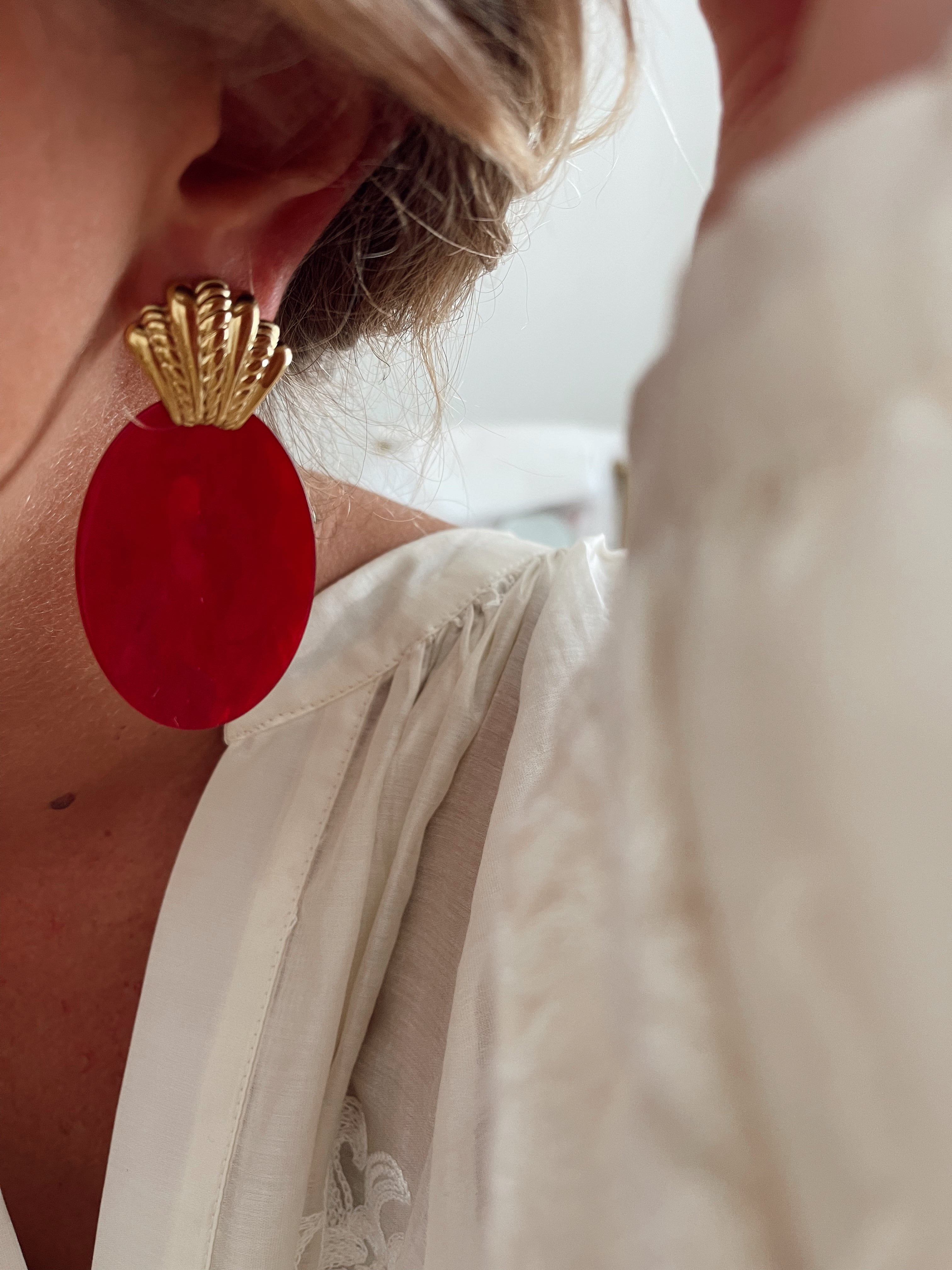 Boucles d'oreilles Paula - rouge