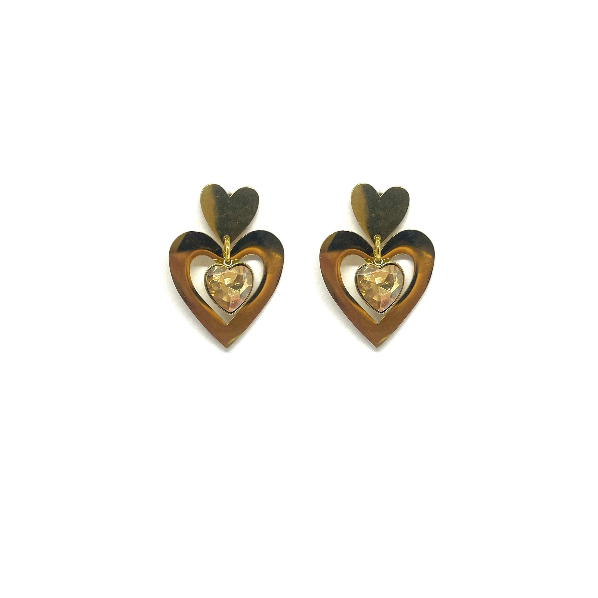 Boucles d'oreilles Lova - coeur beige