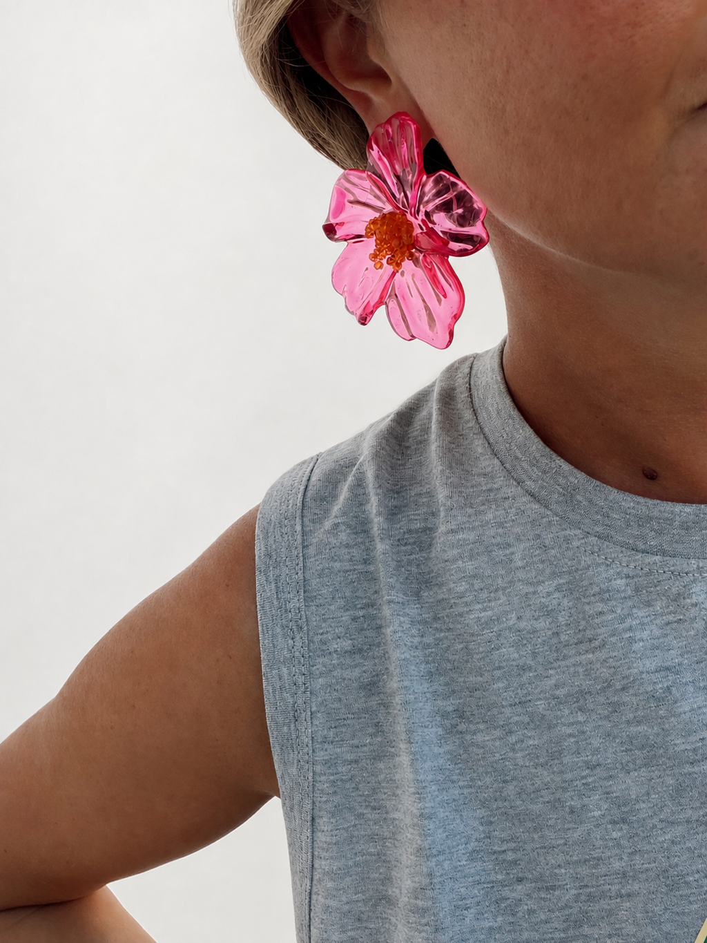 Boucles d’oreilles Hibiscus rose