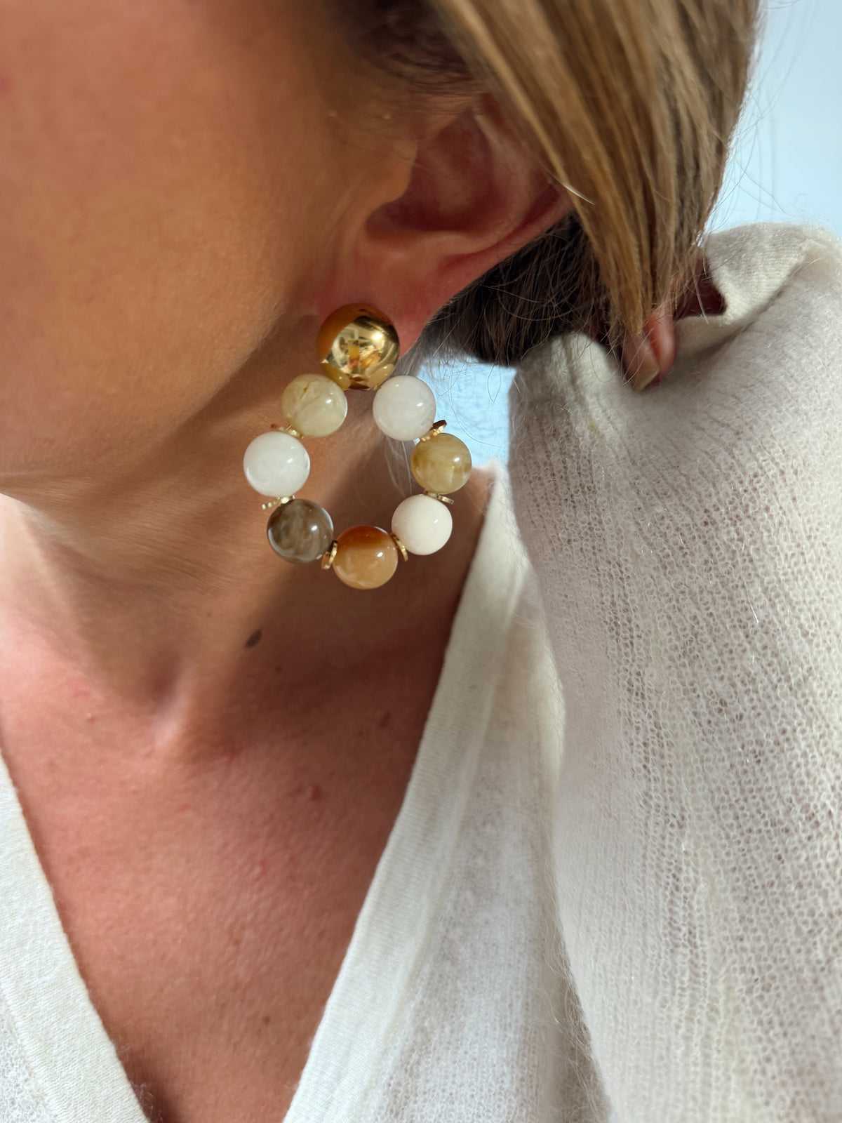 Boucles d'oreilles Ava - Beige